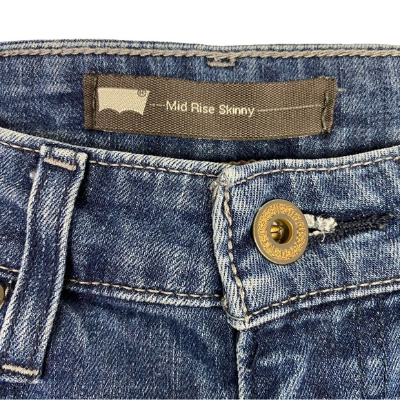 Levis Mid Rise Skinny Jeans Waist 27 Womens Size 4 Small Levi’s Denim Blue Faded - Picture 4 of 11